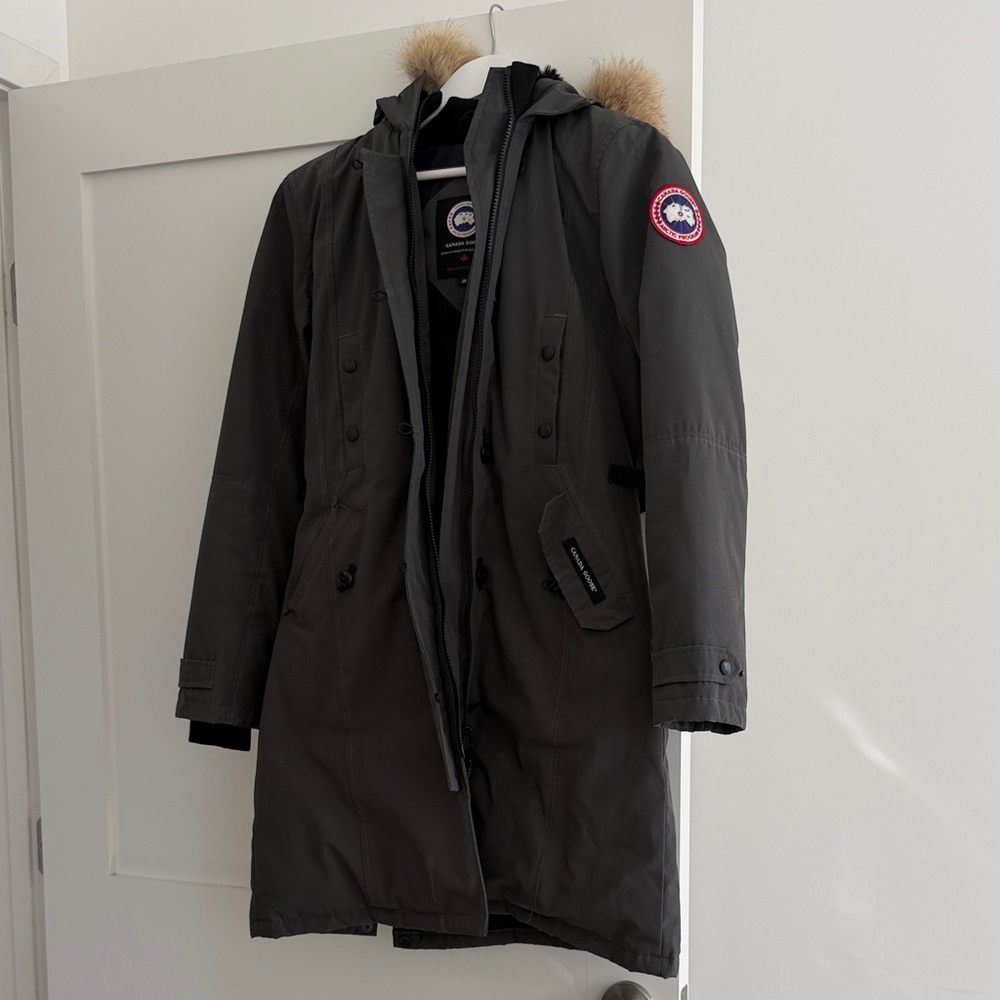 Canada Goose Gray Parka with Fur Trim